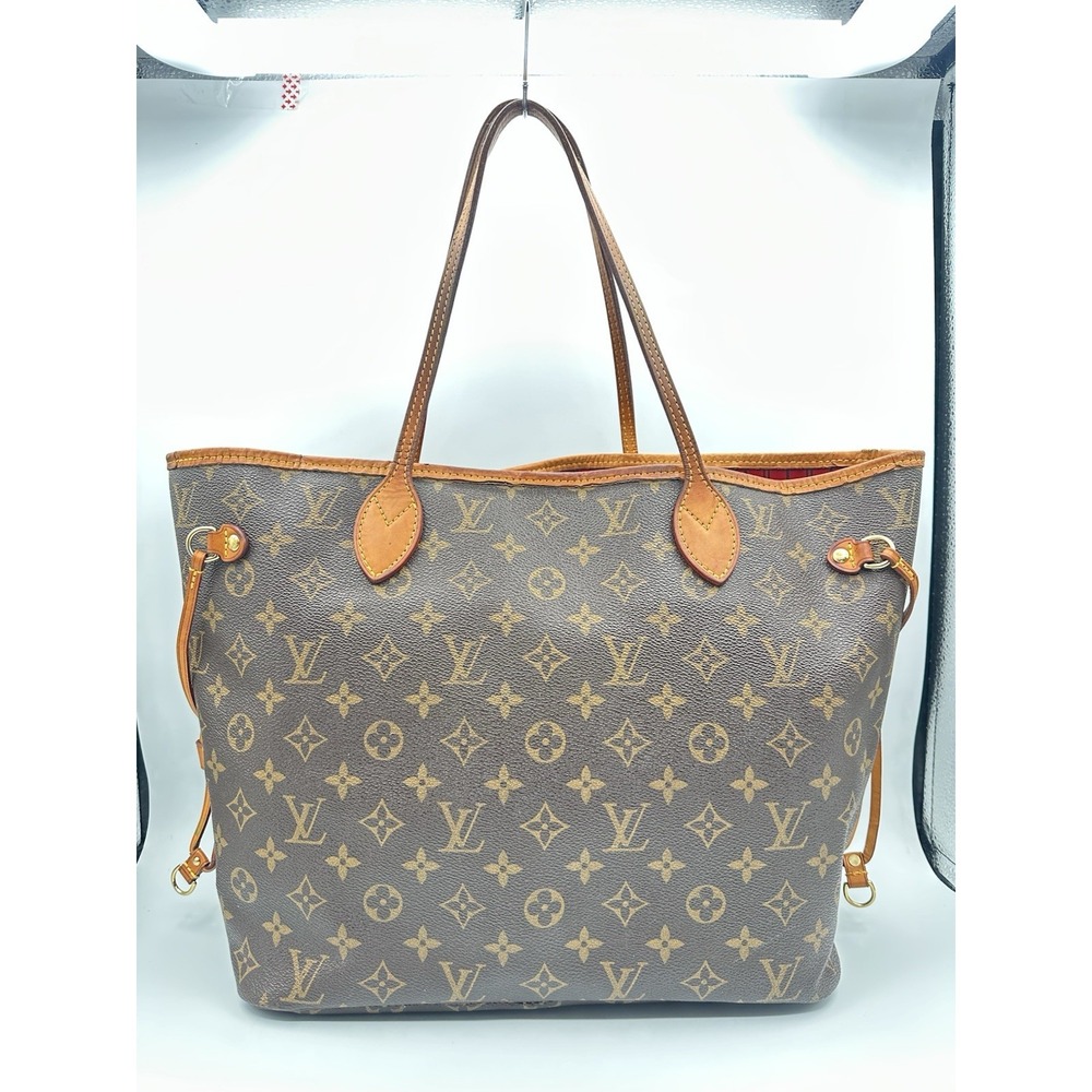 Louis Vuitton Neverfull MM Monogram Canvas Tote Bag Large Brown Shoulder Bag